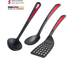 Westmark keukengerei-set, 3-delig, elk 1x spatel, braad- en groentelepel + soeplepel, kunststof, Gallant, zwart/rood, 295622E6