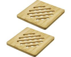 Westmark Onderzetters Tapas + Friends – vierkante onderzetters om de tafel te beschermen tegen krassen en brandplekken, ideaal voor de eettafel – bamboe, 17 x 17cm, 2 stuks