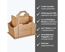 Westmark Organizer Tapas + Friends - bamboe tafelorganizer met 7 vakken - bestek mand - servetten houder - keukengerei op tafel - feestjes