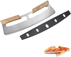 Westmark Pizza Wiegemes Pro – wiegemes voor pizza's, ideaal voor het moeiteloos snijden van pizza of tarte flambée – roestvrij staal, hout