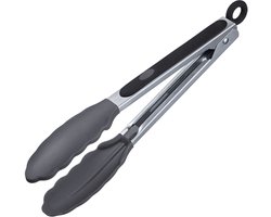Westmark serveertang, met siliconen borden en rubberen handgrepen, lengte: 21 cm, roestvrij staal/plastic/siliconen, klassieke siliconen mini, zilver/zwart, 16162270