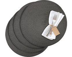 Westmark Set van 4 placemats, Ø 38 cm, polypropyleen, antraciet, Saleen-collectie: Circle