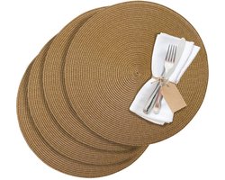 Westmark Set van 4 placemats, Ø 38 cm, polypropyleen, lichtbruin, Saleen-collectie: Circle