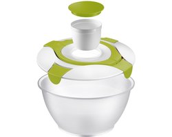 Westmark Slakom met handvatten en dressingbakje, inhoud: 6,5 l, kunststof, Praktika, doorzichtig/wit/groen, 2422227A