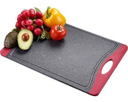 Westmark Snijplank, met sapgeul, antislip en mesvriendelijk, snijoppervlak: 30 x 21 cm, granietlook, kunststof, antraciet/rood, 62152270