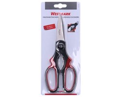 Westmark Universele keukenschaar, meslengte: 7 cm, geïntegreerd element voor het openen van schroefdoppen, RVS/kunststof, zwart/rood/zilver, 13752270