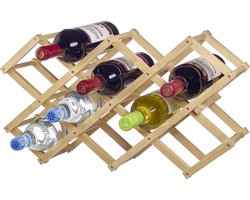 Westmark Wijnrek Bene – uitklapbaar wijnrek, smal houten rek voor maximaal 10 flessen, stabiel en ruimtebesparend, stijlvolle vormgeving – bamboe