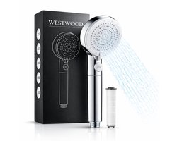 Westwood® Hoge Druk Douchekop met Filter - 5 Sproeistanden - Waterbesparende Regendouche – Luxe Moderne Handdouche - Betere Huid - Chroom