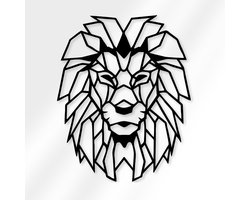 Weterings Store® - Metalen wanddecoratie industrieel - Geometrische Leeuwenkop - Woonkamer Decoratie - Metaal - 69x70cm - Gepoedercoat