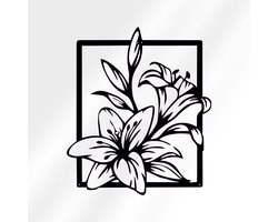 Weterings Store® - Wanddecoratie industrieel - Lelie Flower Art - Woonkamer Decoratie - Metaal - 60x80cm - Gepoedercoat