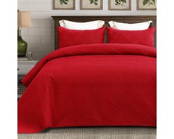 Whale Flotilla Modern Bedspread 220x240 cm, Bedspread met 2 kussenslopen, Microvezel dekbed met reliëfpatroon, Licht en zacht beddengoed voor 4 seizoenen, Rood
