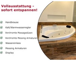 Whirlpool Badkuip 2 Personen – ABTkantoor Caribbean Lux Spa Bad 140x140 cm – 13 Jets, LED Verlichting, Acryl Hoekbad, Made in Germany – Luxe Jacuzzi Badkamer Spa