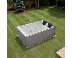 Whirlpool Torino 180 x 120 cm – Luxe Binnenbad voor 2 Personen met 14 Hydrojets, 8 Airjets, LED Verlichting, Kleurenlicht, Verwarming, Bluetooth Geluidssysteem & Reinigingsprogramma – Hoogwaardig Acryl Spa HomeByNicole