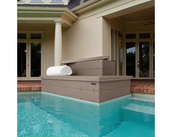 Whirlpool Trap met Opbergruimte – Luxe & Duurzame Spa Opstap van Weerbestendig Polyhout – Rutschvaste Jacuzzi Trap tot 317,5 kg Draagkracht – Ideaal voor Whirlpool, Jacuzzi & Zwembad