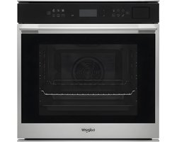 Whirlpool W7OSPIXOC - Inbouwoven - 73 Liter - Turbo Hetelucht - Stoomfunctie - Grill - Pyrolyse Zelfreiniging - 60cm inbouw oven - LED Display - RVS/Zwart