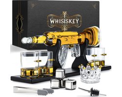 Whisiskey Whiskey Karaf - AK-47 - Luxe Whisky Karaf Set - 1 L - Decanteer Karaf - Whiskey Set - Incl. 4 Whiskey Stones, 4 Whiskey Glazen & 6 extra accessoires - Peaky Blinders
