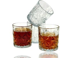 Whiskey Glazen Set 4 stuks – 230 ml – Whisky Glazen / Tumbler Glazen – Glas Set voor Whiskey, Water, Cocktail of Frisdrank – Drinkglazen / Waterglazen – Glazen Set voor Bar & Thuis