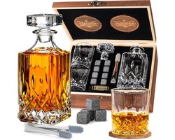 Whiskey karaf Classic 700 ml - Met glazen - Geschenk mannen - Set met stenen & accessoires