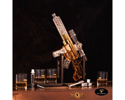 Whiskey Karaf – Machine Geweer – AK-47 - Whiskey Gun - 4 Whiskey Glazen – Whiskey Stones - Cadeau Voor Hem– Whiskey Set – incl. Accessoires – 1 Liter – Luxe Ontwerp
