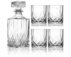 Whiskey set met karaf en 4 whiskey glazen - karaf 900ml - 4 glazen x 230ml - Whisky - Cadeau voor Man & Vrouw