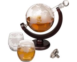 Whisky Karaf Drankdispenser Wereldbol 850 ml 300 ml Glazen Hout Glas Mini Rechter Roestvrij Staal Wereldkaartdesign Luchtdichte Sluiting