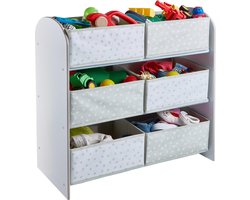 White Kids Bedroom Toy Storage Unit with 6 Bins (471GWH01EM)