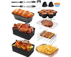 White-Label® Airfryer Accessoires - Bakpapier - Siliconen Bakje - Mand - Spatels - Oven Rek