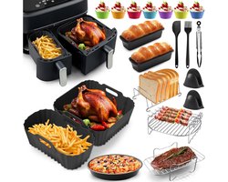 White-Label® Airfryer Accessoires - Bakpapier - Siliconen Bakje - Mand - Spatels - Oven Rek