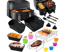 White-Label® Airfryer Accessoires - Bakpapier - Siliconen Bakje - Mand - Spatels - Oven Rek