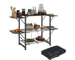 White-Label® Campingkeuken - Kampeerkast - Kampeerkeuken - Opvouwbaar - Inklapbaar - Zwart