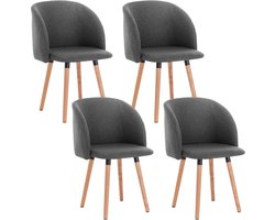 White-Label® Eetkamerstoelen set van 4 - Eetkamerset - Extra Comfortabel - Donkergrijs