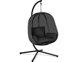 White-Label® Egg Hangstoel met Standaard - Chair Buiten - tot 150kg - Zwart