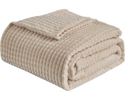 White-label Fleece Deken - Zachte Plaid - Warmtedeken 150x200cm - Beige