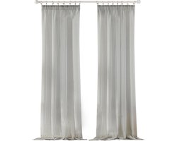 White-label® Gordijnen Kant en Klaar met Haakjes - Gordijn voor Gordijnroede - Verduisterend - 140x225cm - Grijs