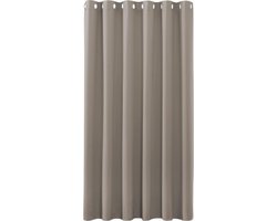 White-label® Gordijnen Kant en Klaar met Haakjes - Gordijn voor Gordijnroede - Verduisterend - 200x225cm - Lichtbruin