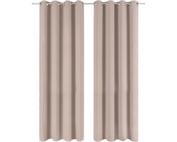 White-Label Gordijnen Kant en Klaar met Haakjes - Gordijn voor Gordijnroede - Verduisterend - Beige