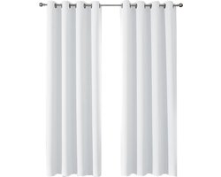 White-Label Gordijnen Kant en Klaar met Haakjes - Gordijn voor Gordijnroede - Verduisterend - Wit