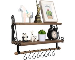 White-Label® Houten Plank Wandmontage - Hoekrek Display Decor - Hoekplank - Zwevende Wandplank - Organizer voor Slaapkamer Keuken Badkamer - Decoratie