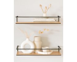 White-Label® Houten Plank Wandmontage - Hoekrek Display Decor - Hoekplank - Zwevende Wandplank - Organizer voor Slaapkamer Keuken Badkamer - Decoratie