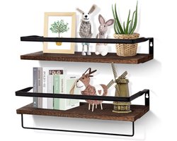 White-Label® Houten Plank Wandmontage - Hoekrek Display Decor - Hoekplank - Zwevende Wandplank - Organizer voor Slaapkamer Keuken Badkamer - Decoratie