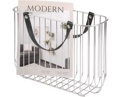 White-Label® Krantenbak - Lectuurmand - Krantenmand - Zilver