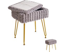 White-Label® Make up Stoel - Kaptafel Kruk - Visagie - Grijs