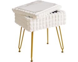 White-label® Make up Stoel - Kaptafel Kruk - Visagie - Wit