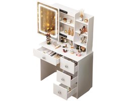 White-Label® Make Up Tafel met Spiegel - Kaptafel voor Meisjes - Hollywood Spiegel met Verlichting