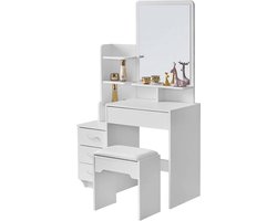 White-Label® Make Up Tafel met Spiegel - Kaptafel - Voor Vrouwen & Meisjes - Wit
