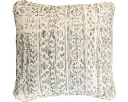 White Label Sierkussen Liv 50 X 50 Cm Polykatoen Wit/blauw