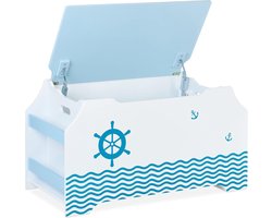 White-Label® Speelgoedkist - Speelgoedkast - Dekenkist - Wit met Blauw