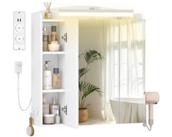 White-Label® Spiegelkast Badkamer - Medicijnkastje met Spiegel - Badkamerkast Hoog