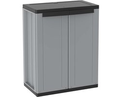 White-Label® Tuinkast Kunststof - Tuinkist - Tuinkasten voor Buiten - Tuinberging - Grijs en Zwart