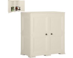 White-Label® Tuinkast - Tuinkist - Tuinkasten voor Buiten - Tuinberging - Kunststof - 80x45x85cm - Crème